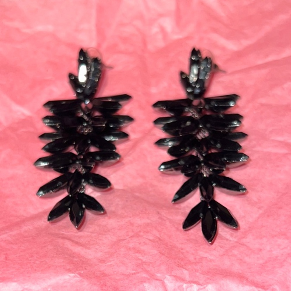 Elegant Semi Precious Hematite Leaf Earrings
